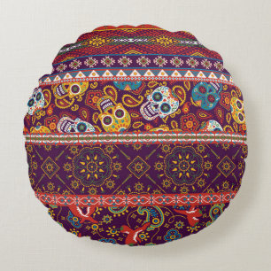 Mexicaanse patchwork: traditioneel design. rond kussen