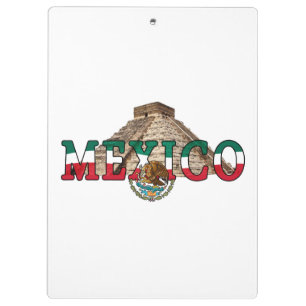 Mexicaanse piramides en Mexicaanse vlag Klembord