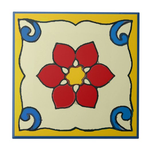 Mexicaanse Poinsettia Tile Tegeltje (Voorkant)