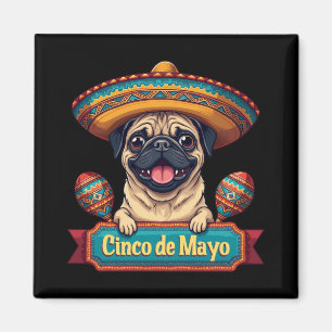 Mexicaanse Pug Dog Sombrero Cinco De Mayo Magneet
