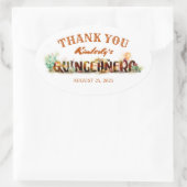 Mexicaanse quinceanera verjaardag dank u ovale sticker (Tas)