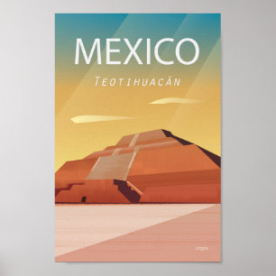 Mexicaanse reisposter Teotihuacan Pyramide Poster