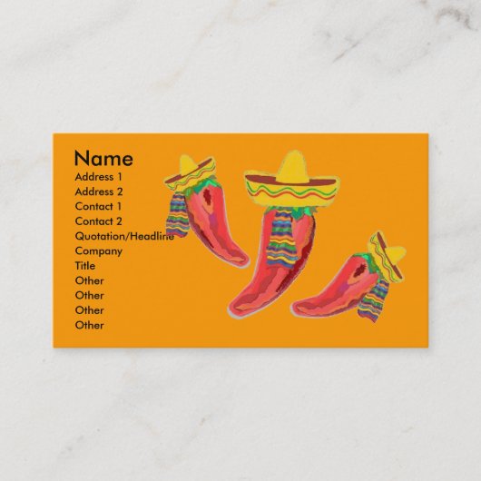 Mexicaanse Restaurant Business Profile Card Visitekaartje (Voorkant)