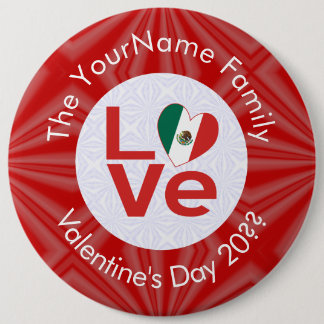 Mexicaanse Rode LOVE Vlag Persoonlijk Ronde Button 6,0 Cm