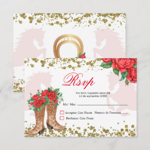 Mexicaanse rode rozen Mis Quince RSVP-kaart RSVP Kaartje