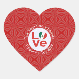Mexicaanse Rood LOVE Vlag Persoonlijk Hart Sticker