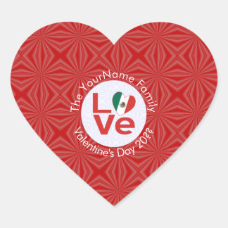 Mexicaanse Rood LOVE Vlag Persoonlijk Hart Sticker