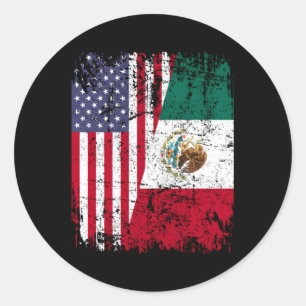 Mexicaanse rots halve Amerikaanse vlag Mexico Ronde Sticker