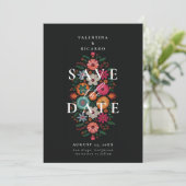 Mexicaanse rustieke moderne bloemen Rancho QR brui Save The Date (Staand voorkant)