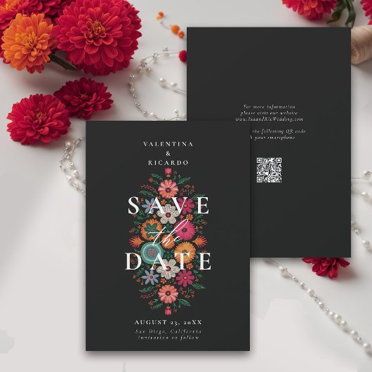 Mexicaanse rustieke moderne bloemen Rancho QR brui Save The Date
