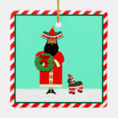 Mexicaanse Santa Feliz Navidad Keramisch Ornament (Achterkant)