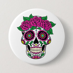 Mexicaanse schedel 2 ronde button 7,6 cm