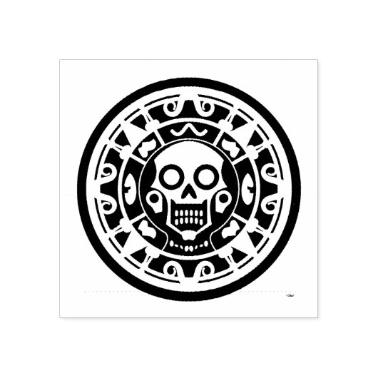 Mexicaanse schedel Aztec Art Rubber Stamp Rubberstempel (Afrduk)