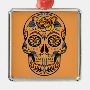 Mexicaanse schedel dag van de doden metalen ornament