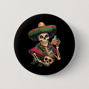 Mexicaanse schedel Drink bier Cinco de Mayo Ronde Button 5,7 Cm