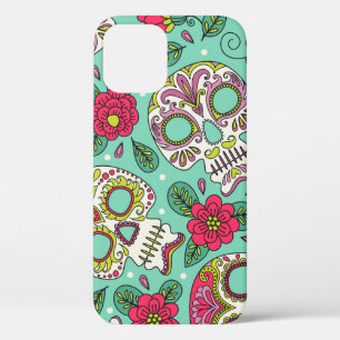Mexicaanse schedel en bloemen, naadloos. iPhone 12 hoesje