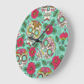 Mexicaanse schedel en bloemen, naadloos. grote klok (Hoek)