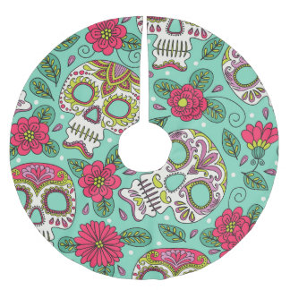 Mexicaanse schedel en bloemen, naadloos. kerstboom rok
