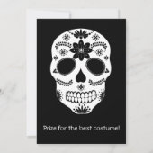 Mexicaanse Schedel Met Suiker Zwart En Wit Feest Kaart (Achterkant)