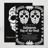 Mexicaanse Schedel Met Suiker Zwart En Wit Feest Kaart (Voorkant / Achterkant)