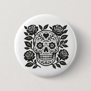 Mexicaanse schedel ronde button 5,7 cm