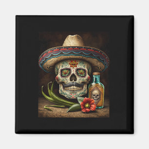 Mexicaanse Schedel Suiker Tequila Sombrero Cinco D Magneet