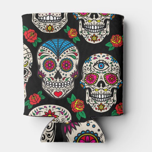 Mexicaanse schedels & Rozen: ontwerp Blikjeskoeler (Achterkant)