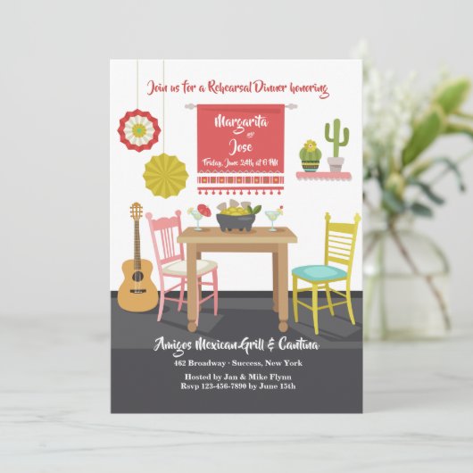 Mexicaanse setting uitnodiging (Staand voorkant)