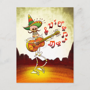 Mexicaanse Skeleton Plays Guitar Briefkaart