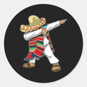 Mexicaanse Sombrero Poncho Dabbing Ronde Sticker