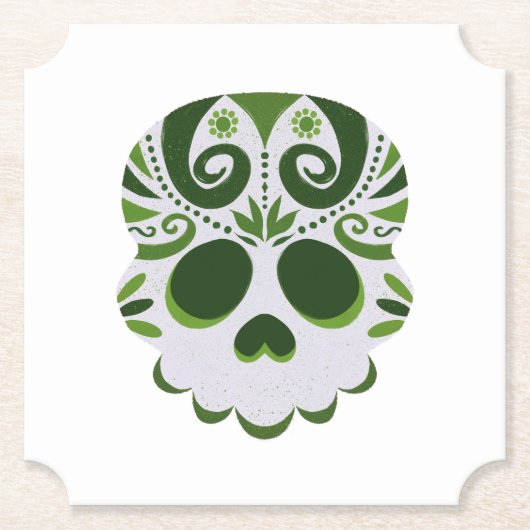 Mexicaanse Spooky Skull Kartonnen Onderzetters (Voorkant)