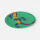 Mexicaanse stijl Blauw, Geel en Rood Gecko Papieren Bordje (Gekanteld)