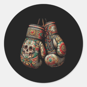 Mexicaanse  stijl bokshandschoenen Aztec Maya Fi Ronde Sticker