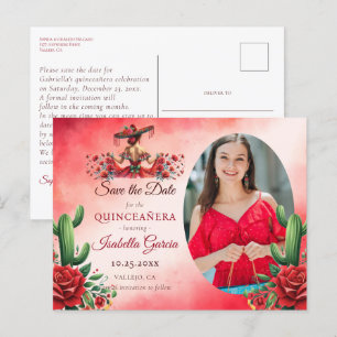 Mexicaanse stijl Quinceañera Save the Date Briefkaart