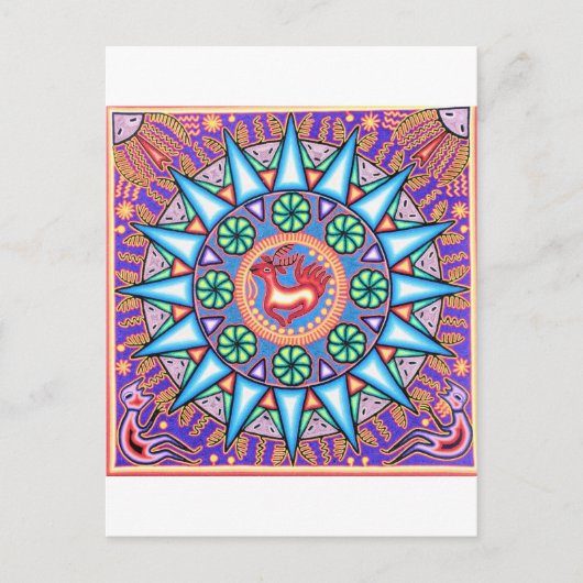 Mexicaanse String Art Geometric Sun Briefkaart (Voorkant)