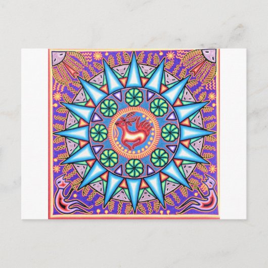 Mexicaanse String Art Geometric Sun Briefkaart (Voorkant)