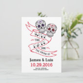 Mexicaanse Sugar Skull Wedding Save the date 4.5x6 (Staand voorkant)