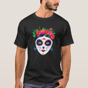 Mexicaanse Suiker Colour Skull Girl Halloween Dia T-shirt