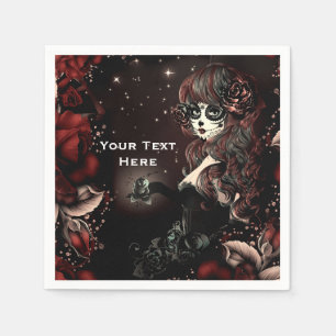 Mexicaanse Suiker Schedel Rood Feest Dag van de Do Servet