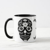 Mexicaanse suikerschedel 2 zwart en wit met naam mok (Links)