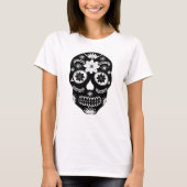 Mexicaanse suikerschedel 2 zwart en wit T-shirt (Voorkant)