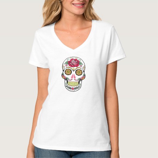 Mexicaanse suikerschedel - dag van de dode T-shirt (Voorkant)
