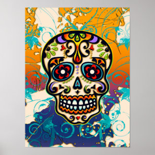 Mexicaanse suikerschedel, dag van de dood poster