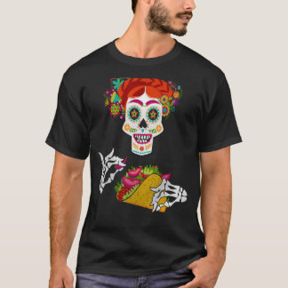 Mexicaanse suikerschedel met Taco Mexico Cinco de  T-shirt