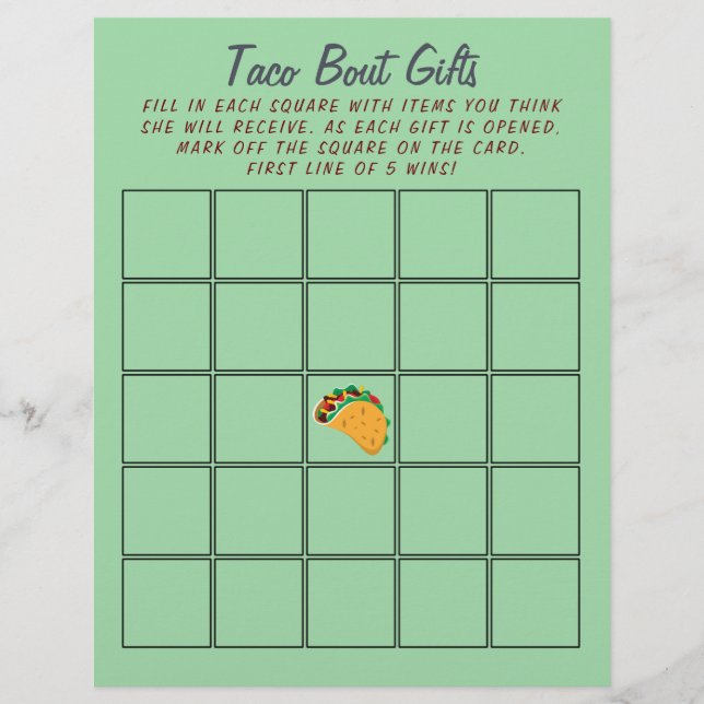 Mexicaanse Taco Baby shower Bingo 🌮 Feestelijk Sp (Voorkant)