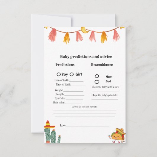 Mexicaanse Taco baby voorspelling Baby shower spel Kaart (Voorkant)