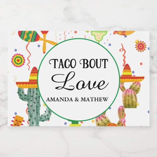 Mexicaanse Taco Over Liefde Vrijgezellenfeest Part Sparkling Wijnetiket (Enkel label)