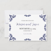 Mexicaanse Talavera Blue Floral Minimalist Wedding Save The Date (Voorkant)