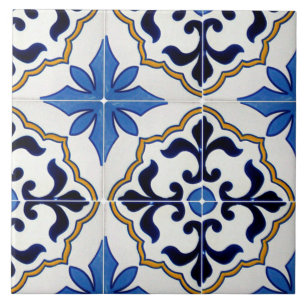 Mexicaanse talavera blue star Ceramic Photo Tile Tegeltje