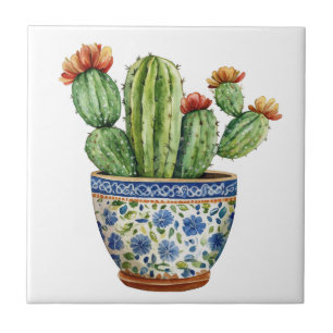 Mexicaanse Talavera Hacienda Style Cactus Tegel Wi Tegeltje